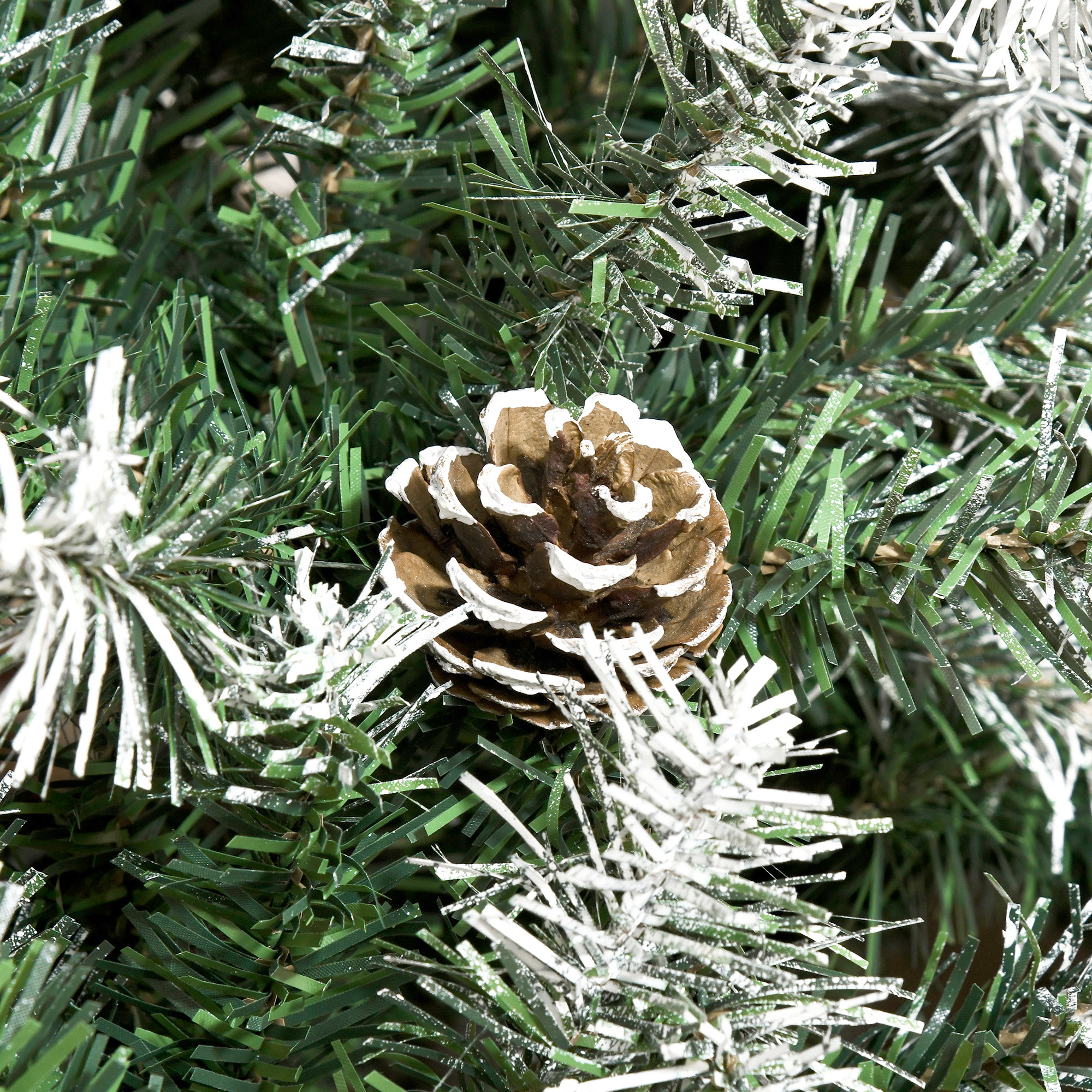 Weihnachtsbaum, 800 Zweige, 61 Zapfen, verschneite Spitzen, feuerfest, 180 cm