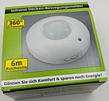 Decken-Bewegungsmelder "CBM" 360° - PIR, LED geeignet, 6m Detektion, weiß