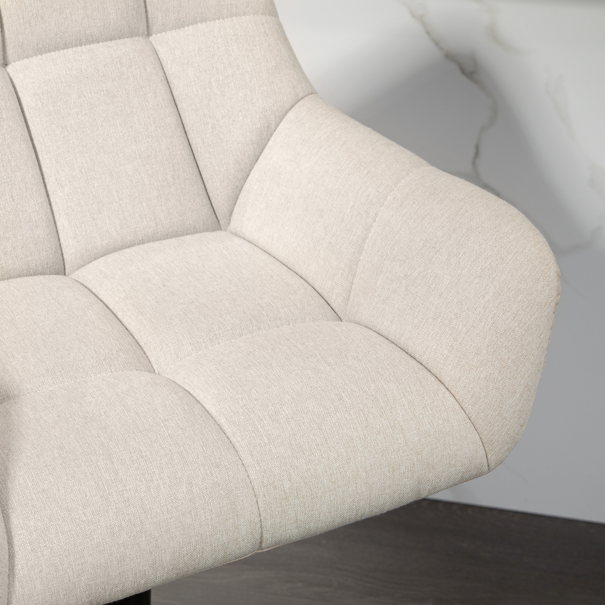 Barhocker 2er-Set Retro-Design höhenverstellbar Kunstleder Leinenoptik Creme + Schwarz