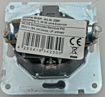 MILOS Schutzkontakt-Steckdose IP40 - 250V~/ 16A, mit Deckel, UP, anthrazit