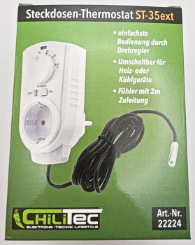 Steckdosen-Thermostat "ST-50" ana EXT - 5-30°C, 230V, 2m Kabel + Außenfühler