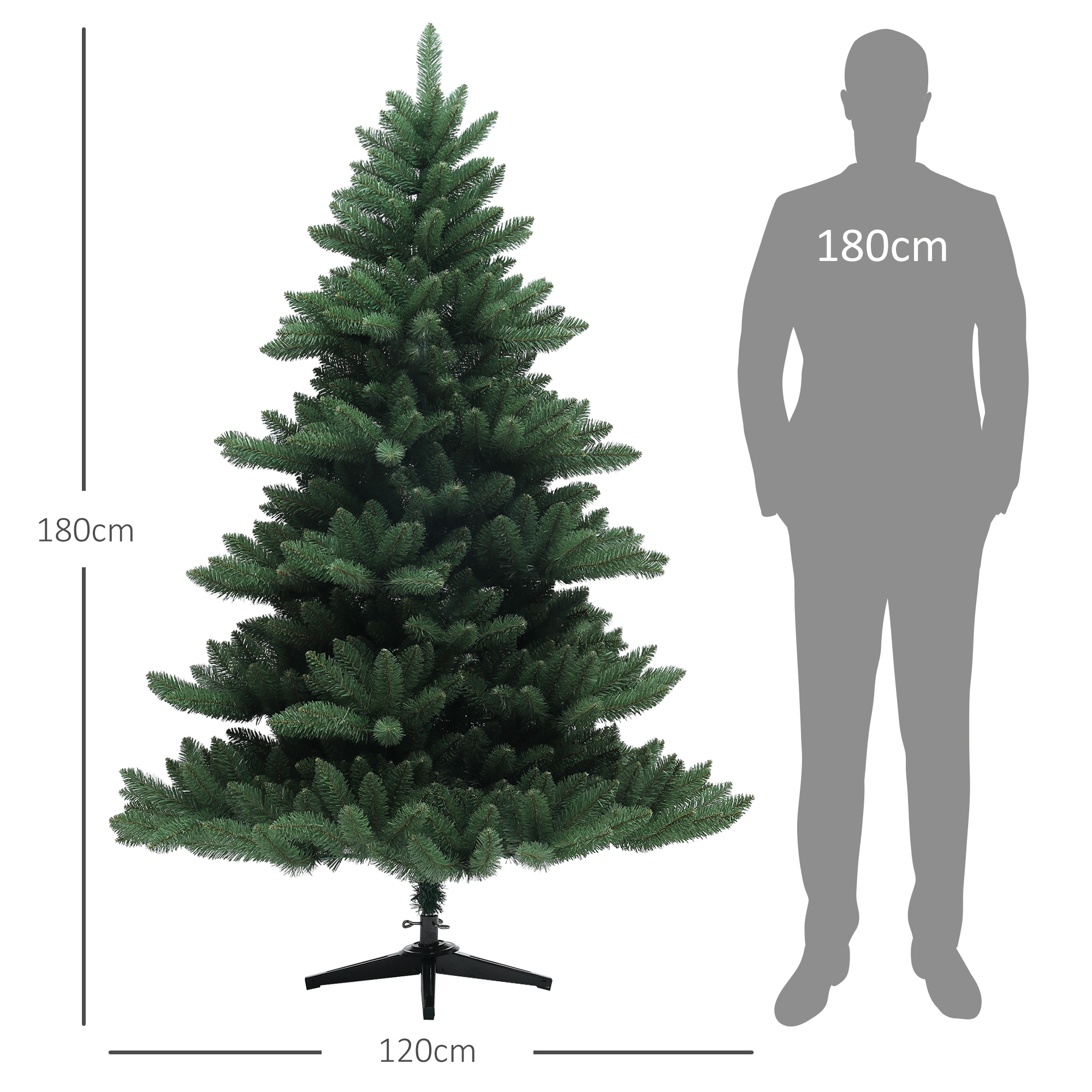Weihnachtsbaum, Nordmanntanne, naturgetreu, breit & üppig, 180 x ?120 cm, Grün