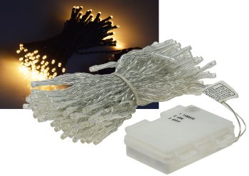 LED Batterie-Lichterkette "CT-TK100" 10m - warmweiß, IP44, 100 LEDs, mit 6Std.Timer