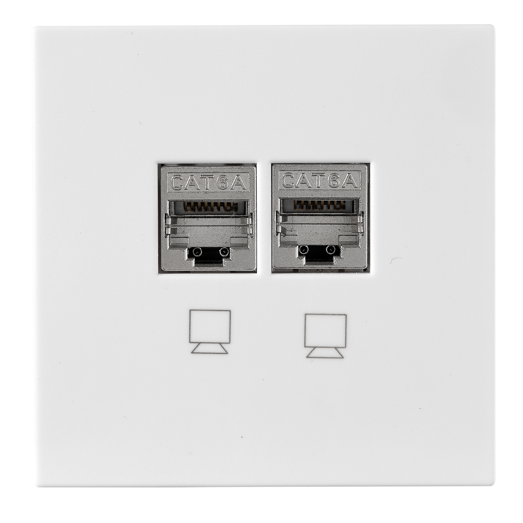 Netzwerk-Dose McPower ''Shallow'' CAT6A, UP, weiß, vollgeschirmt