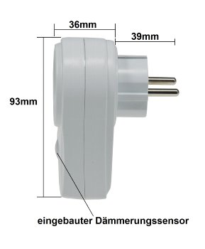 Zwischenstecker mit Dämmerungssensor - 230V, max. 280W