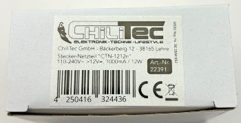 Stecker-Netzteil "CTN-1212n" - 110-240V~ >12V=, 1000mA / 12W