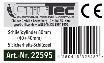 Schließzylinder 80mm (40+40mm) - Profil-Zylinder, 5 Sicherheits-Schlüssel