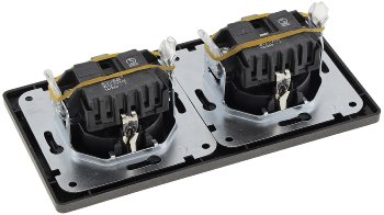 MILOS Set 2 Steckdosen + 2-fach Rahmen - 250V~/ 16A, Steckanschluss, Anthrazit
