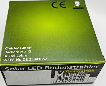 Solar LED Bodenstrahler "CTB-E", eckig - BxHxT 10x10x4cm, IP44, Edelstahl-Front