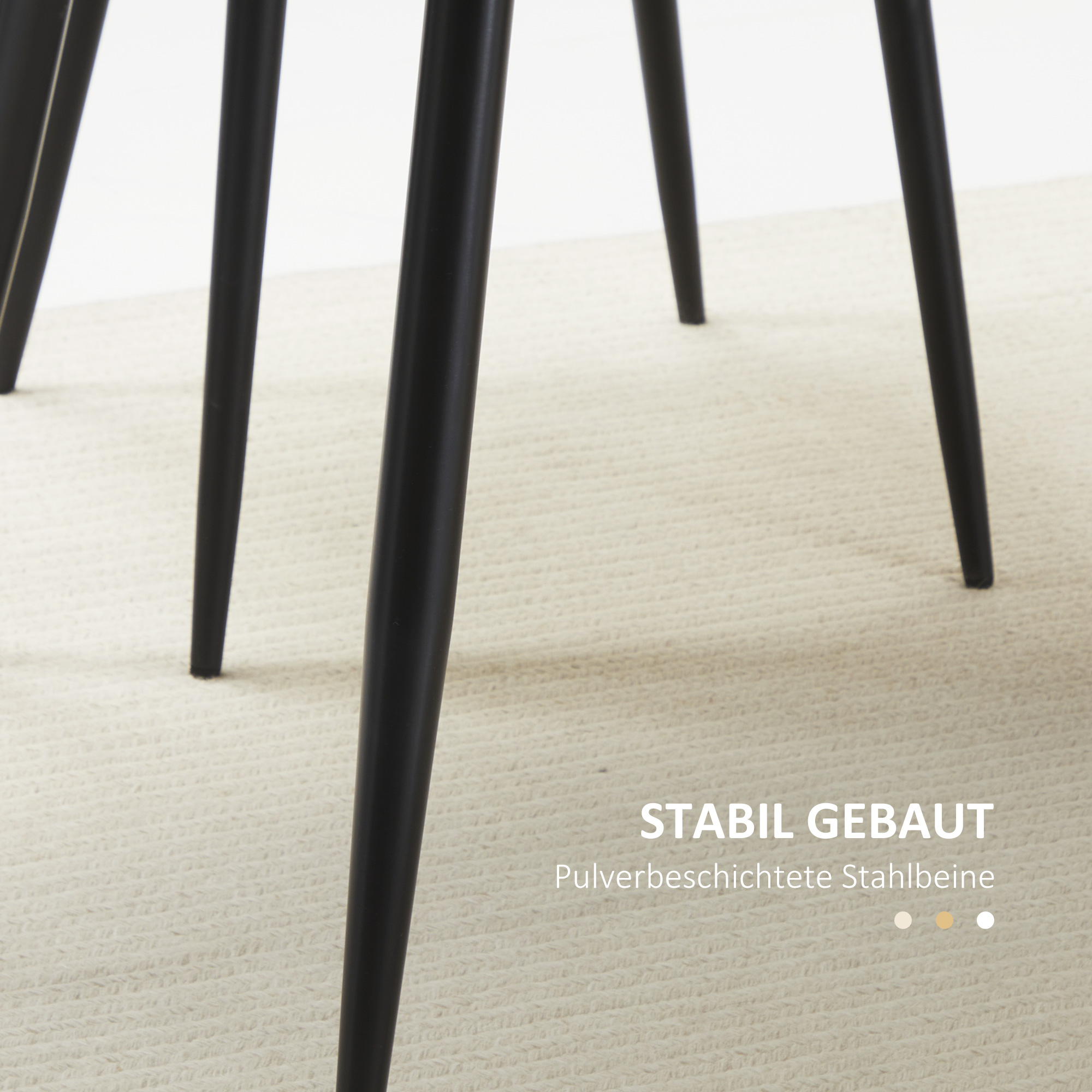 Esstisch im Skandi-Design, Küchentisch, für 4 Personen, Holzoptik, 140 cm x 80 cm x 76 cm, Natur + Schwarz