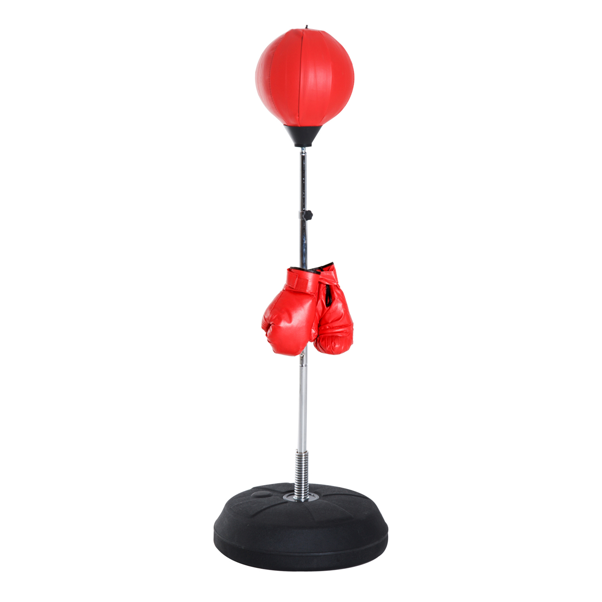 Box-Set mit Punchingball, höhenverstellbar, inkl. Boxhandschuhe, 126-144cm, Rot