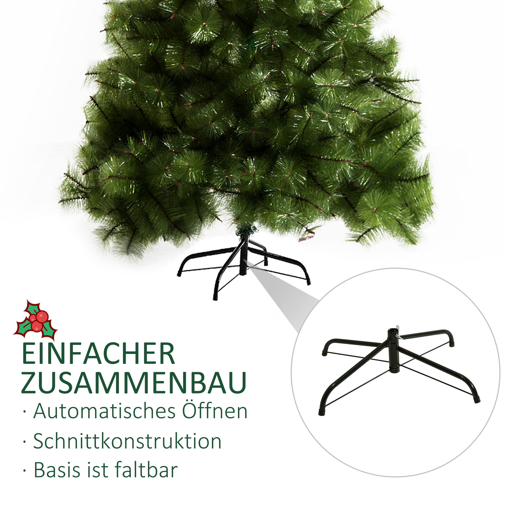 Künstlicher Weihnachtsbaum 210 cm künstlich Tannenbaum mit 505 Spitzen Christbaum Weihnachtsdeko inkl, Metallständer für drinnen