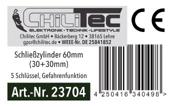 Schließzylinder 60mm (30+30mm) - 5 Schlüssel, Not- & Gefahrenfunktion