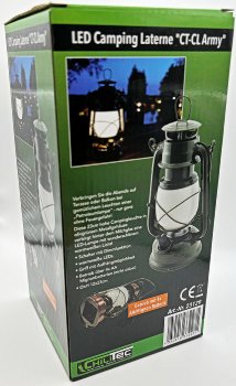 LED Camping Laterne "CT-CL Army" - ØxH 12x23,5cm, 4x AA, warmweiß, dimmbar