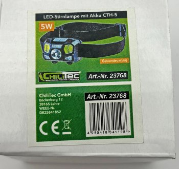 LED-Stirnlampe mit Akku "CTH-5" IP44 - 5W, 375 Lumen, mit Gestensteuerung