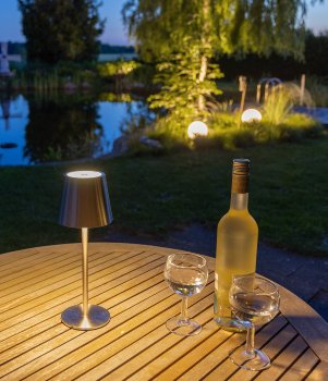 LED Akku-Tischleuchte "Foco Tenda" - 2900K, IP44, Touchschalter, 30cm