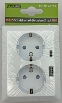 MILOS Schutzkontakt-Steckdose 2-fach - 250V~/ 16A, 1x UP, USB A+C/PD, weiß matt
