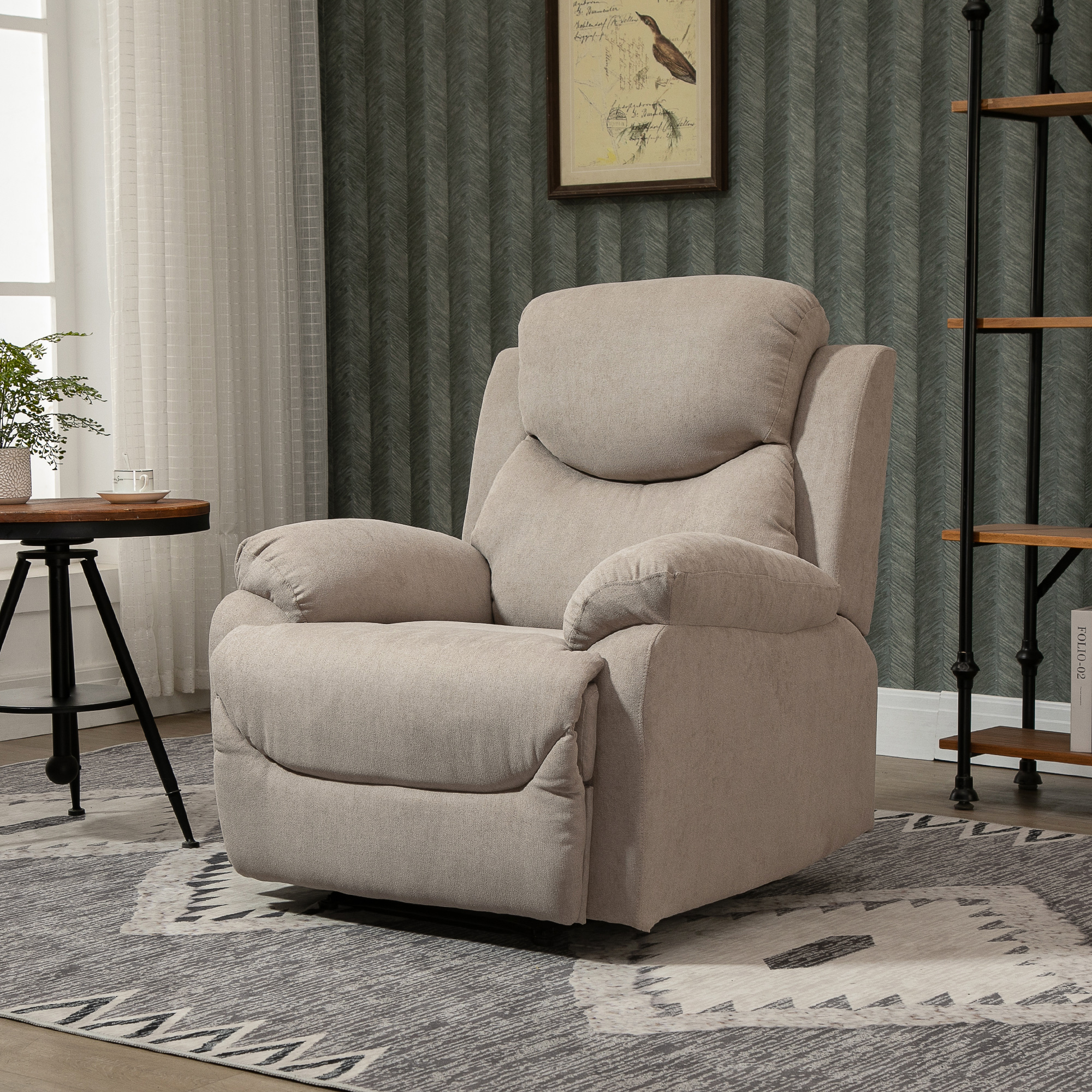 Relaxsessel Einzelsofa Liege 150° neigbarer Fernsehsessel Liegesessel TV-Sessel mit Schlaffunktion für Wohnzimmer Leinen Beige 93 x 88 x 102 cm