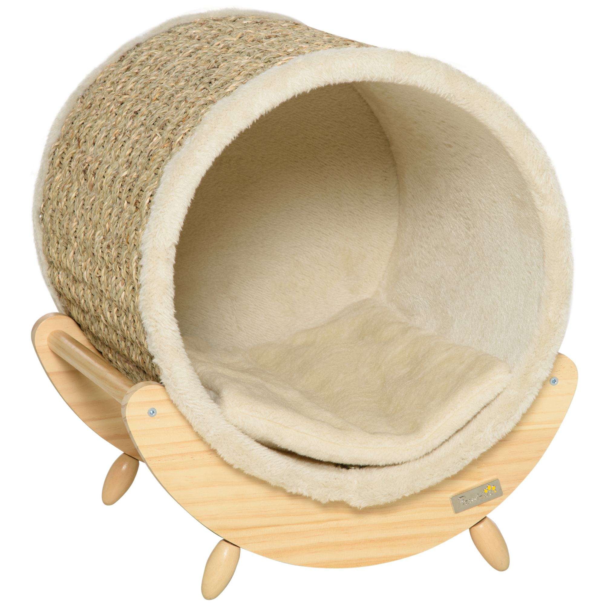Katzenhöhle mit Kratzfläche inkl. Kissen, Kratztonne, 41 cm x 38 cm x 43 cm, Natur + Beige Katzenhöhle mit Kratzfläche inkl. Kissen, Kratztonne, 41 cm x 38 cm x 43 cm, Natur + Beige