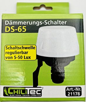 Outdoor Dämmerungs-Schalter "DS-65" - 230V/50Hz, max. 10A, 5-50 Lux, IP44