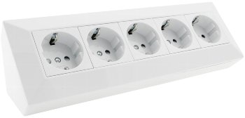 5-fach Steckdosenblock, weiß - 250V~/ 16A, Aufbaumontage