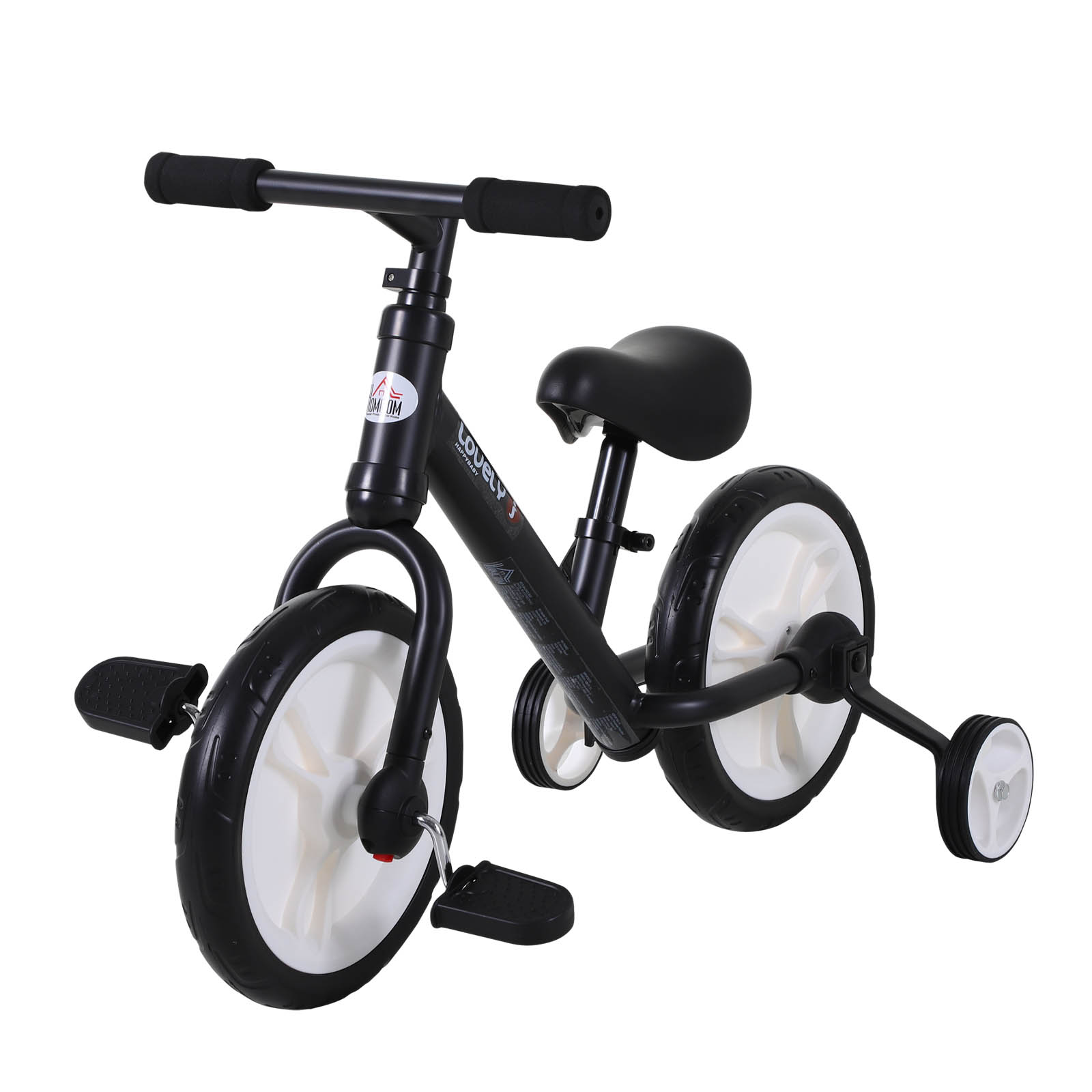 Kinder Laufrad, Lauflernrad, Kinderfahrrad, 2-in-1, Kinderrad mit Stützrädern und Pedalen, 2-5 Jahre, Sitzhöhenverstellbar, PP, Schwarz, 85 x B36 x H54 cm Kinder Laufrad, Lauflernrad, Kinderfahrrad, 2-in-1, Kinderrad mit Stützrädern und Pedalen, 2-5 Jahre, Sitzhöhenverstellbar, PP, Schwarz, 85 x B36 x H54 cm