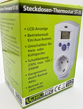 Steckdosen-Thermostat "ST-35 digi" - max. 3500W, 5-30°C, EIN/AUS/AUTO, 230V