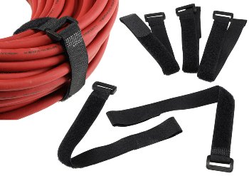 Klettband mit Öse, 5er Pack - 30x2cm, schwarz