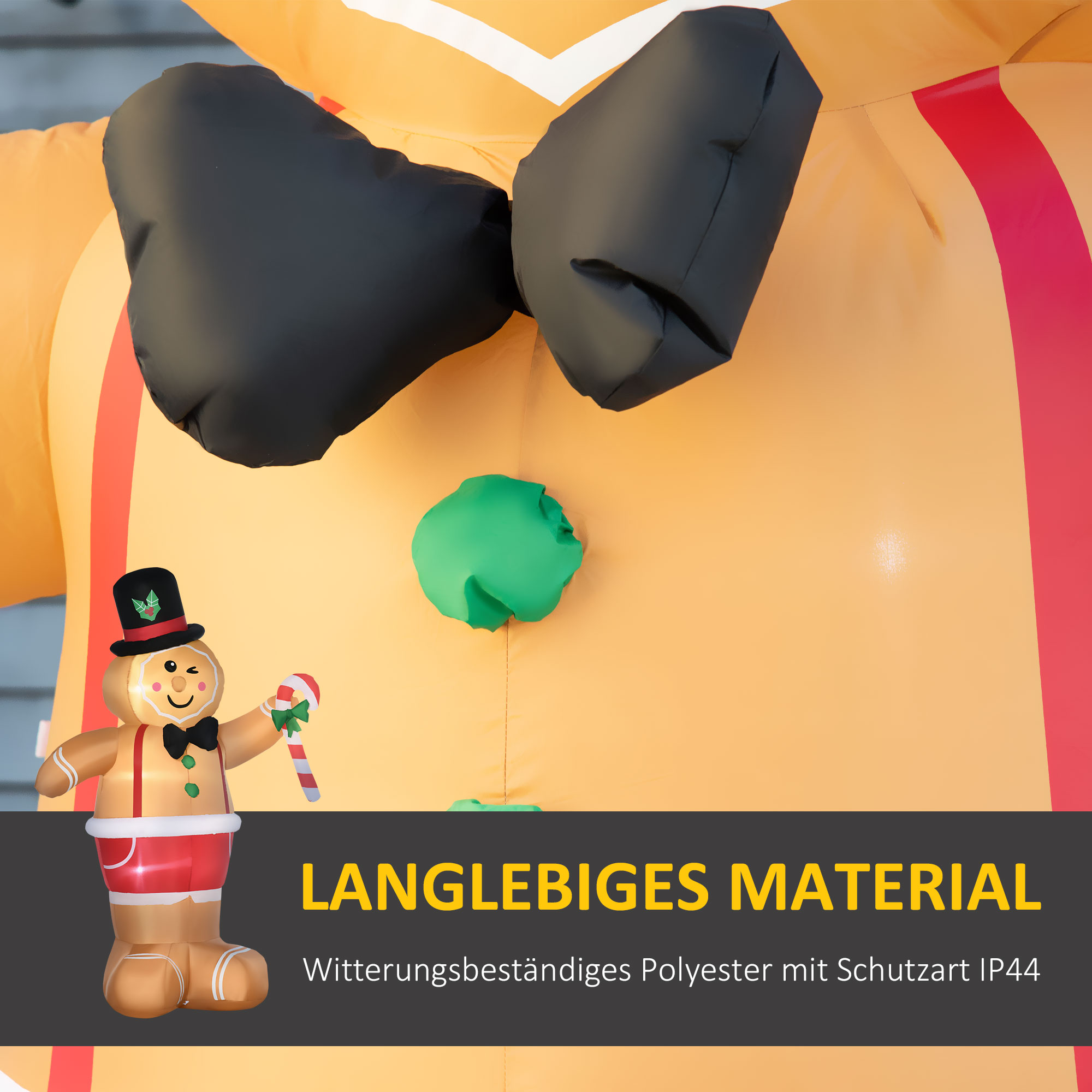 Aufblasbare Weihnachtsfiguren Aufblasbarer Lebkuchenmann, 2 m, inkl, Gebläse, Mehrfarbig