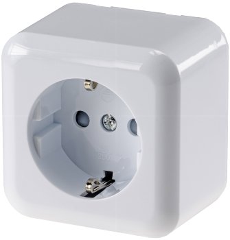 FASKO Schutzkontakt-Steckdose,  AP, Weiß - 250V~/ 16A, Aufputz, Schraubanschluss