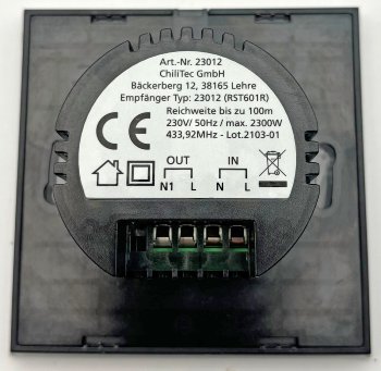 Funk-Wandschalter für "Pilota Casa", IP20, 230V, 2300W, Touch-Bedienung Funk-Wandschalter für "Pilota Casa", IP20, 230V, 2300W, Touch-Bedienung
