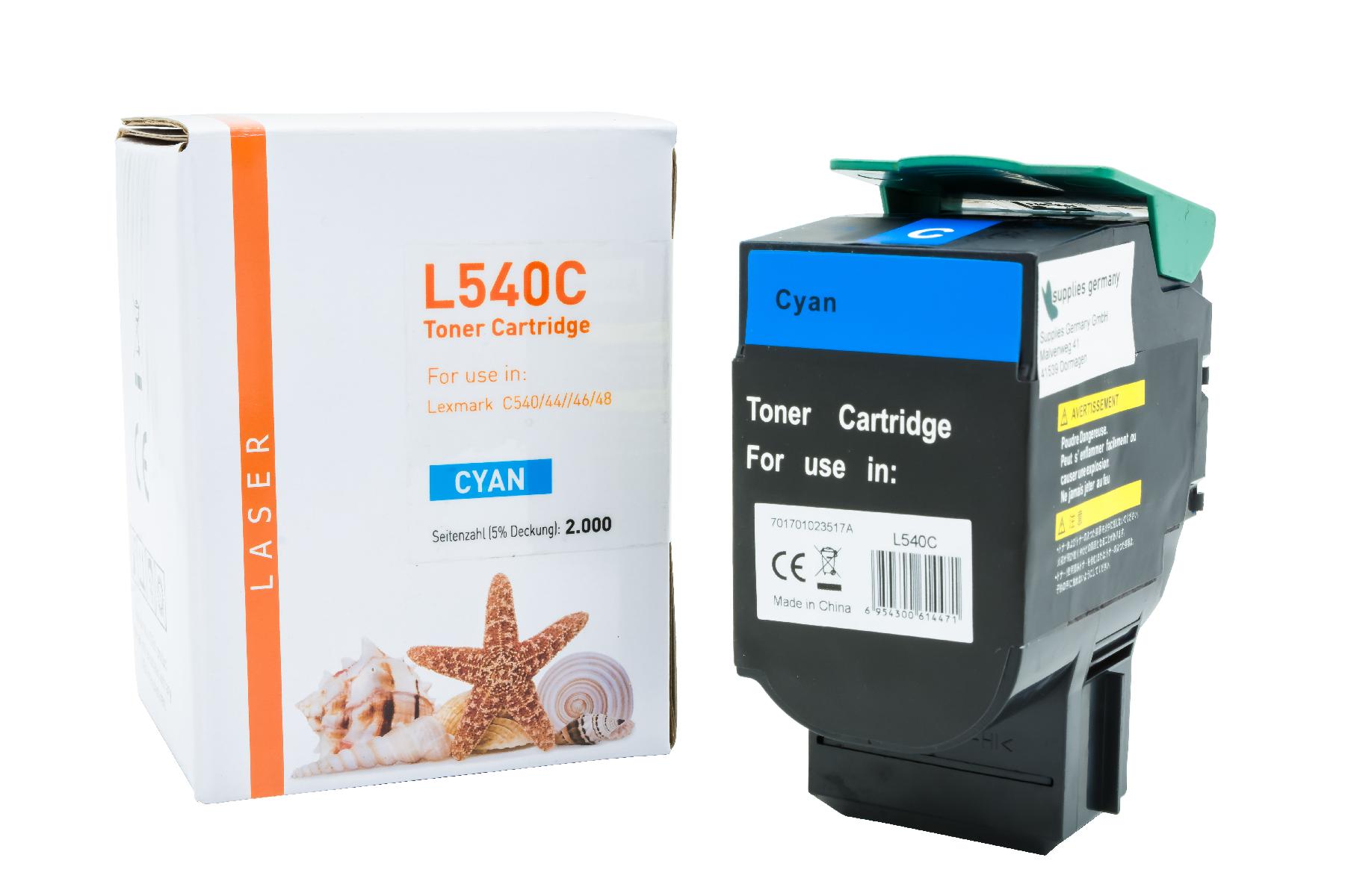 C540 alternativ Toner cyan Lexmark  / C540 / 44 / 46 / 48 / 2.000 Seiten