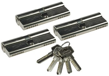 Schließzylinder-Set 3x 80mm (40+40mm) - Profil-Zylinder, 5 Sicherheits-Schlüssel