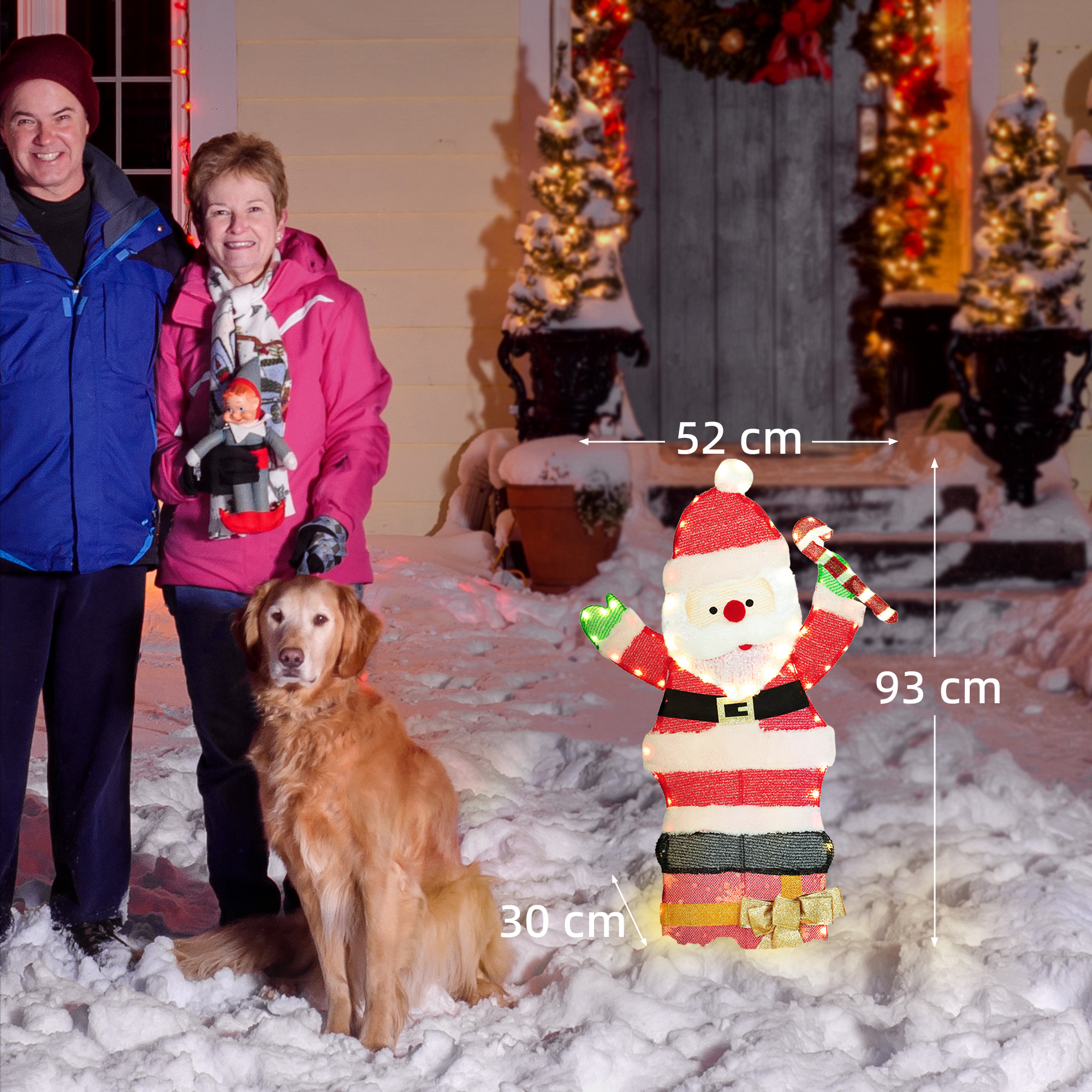 97er LED Weihnachtsdeko, Weihnachten Weihnachtsmann in warmweiß, Stahlrahmen Mehrfarbig