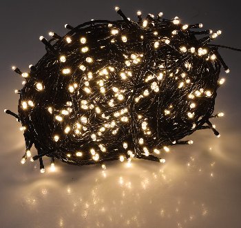 LED Aussen-Lichterkette "CT-ALK600" 60m - warmweiß, Kabel schwarz, IP44, 600 LEDs