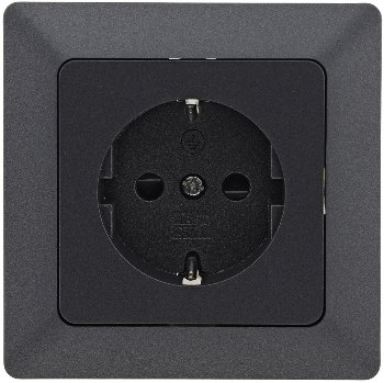 MILOS Schutzkontakt-Steckdose, Anthrazit - 250V~/ 16A, mit Rahmen, Klemmanschluss
