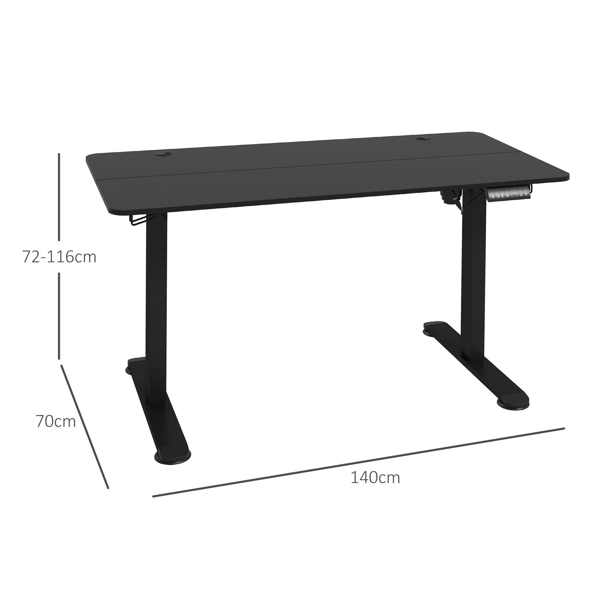 Stehpult höhenverstellbarer Computertisch Schreibtisch, 140 cm x 70 cm x 116 cm, Schwarz