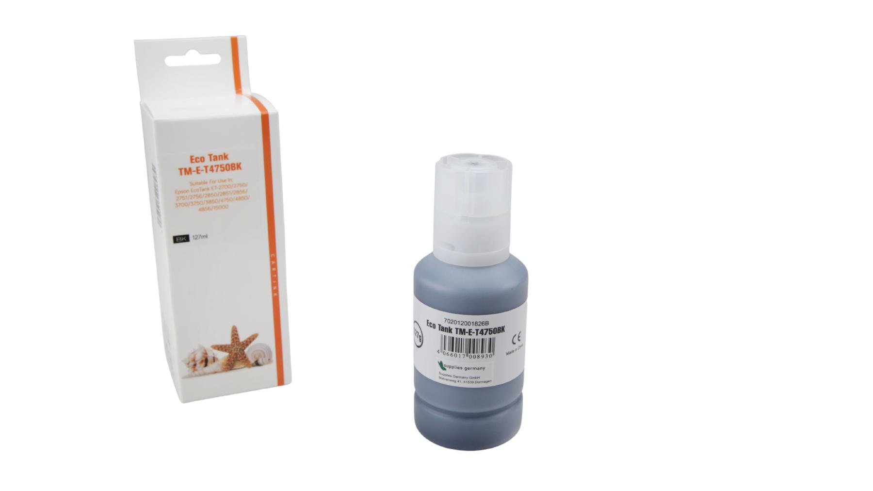 T4750schwarz Eco Tank Nachfüllflasche schwarz für Epson / C13T03R140 / 127ml
