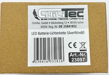 LED Batterie-Lichterkette "SilverWire80" - 80 micro LEDs, 8m, warmweiß, IP44
