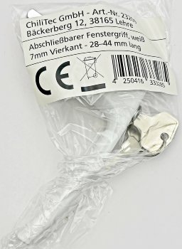 Abschließbarer Fenstergriff, weiß - 2 Schrauben, 2 Schlüssel