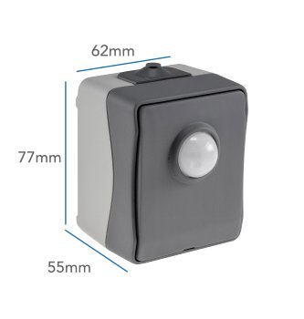 NUQUI Feuchtraum PIR Bewegungsmelder - 120°, bis 6m,  250V~, 2-500W, IP54