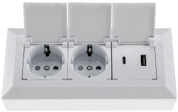 2-fach Steckdosenblock, USB-A+C, weiß