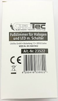 Fußdimmer für Halogen und LED m.Schalter - 230V, 75-300W Halogen, 3-100W LED