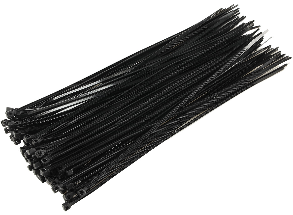 Kabelbinder 200mm x 2,5mm, schwarz / 100er Pack, hohe Zugkraft, UV fest
