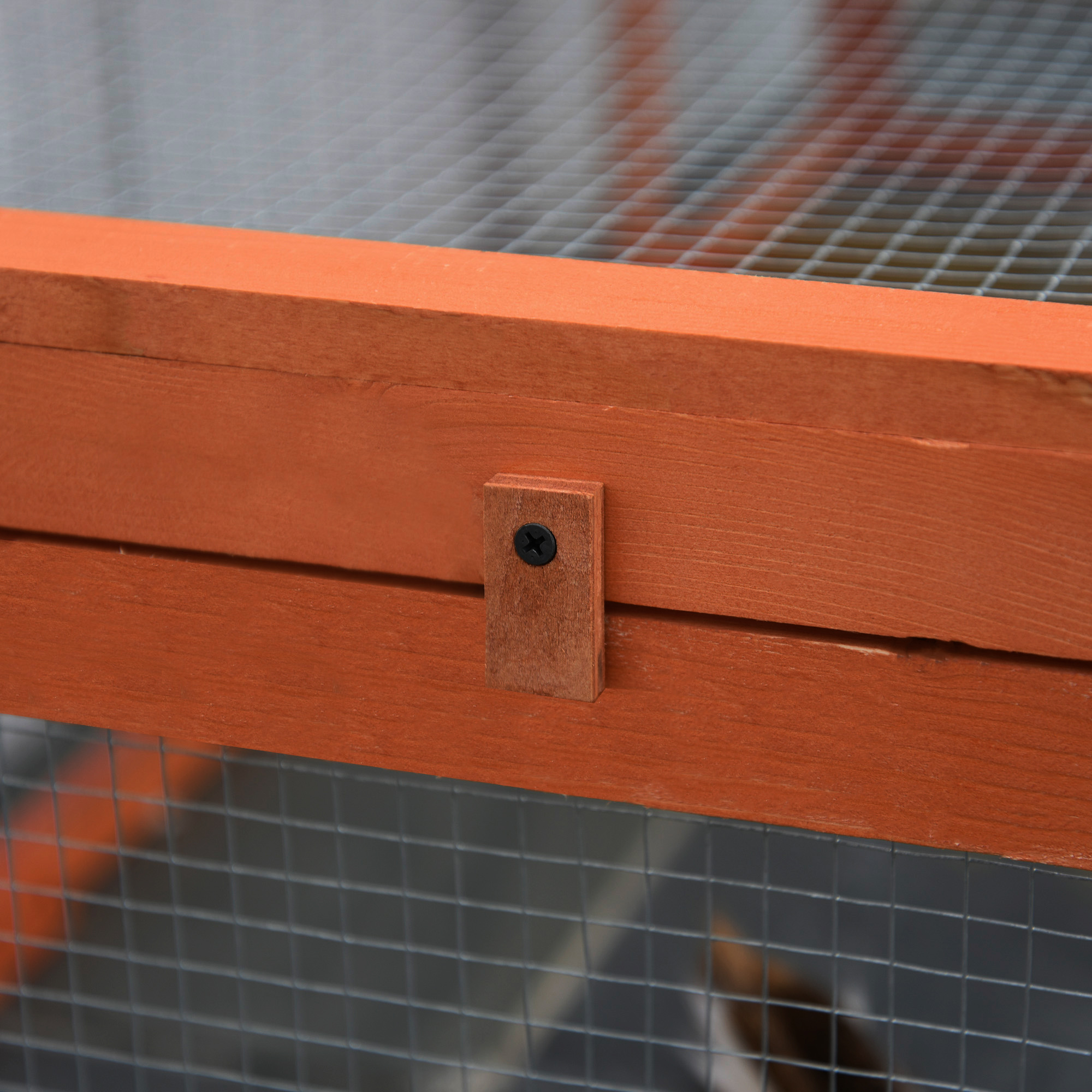 Freilaufgehege für Kleintiere Aufklappbares Dach Tannenholz Orange