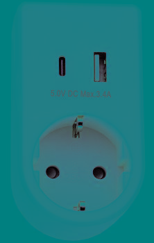 Zwischenstecker mit USB Duo-Ladegerät - 230V/3680W, USB-A /USB-C 5,0V/3,4A
