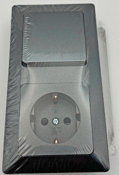 MILOS Set Steckdose + Schalter + Rahmen - 250V~/ 16A, Steckanschluss, Anthrazit