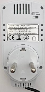 Steckdosen-Thermostat "ST-50" ana EXT - 5-30°C, 230V, 2m Kabel + Außenfühler
