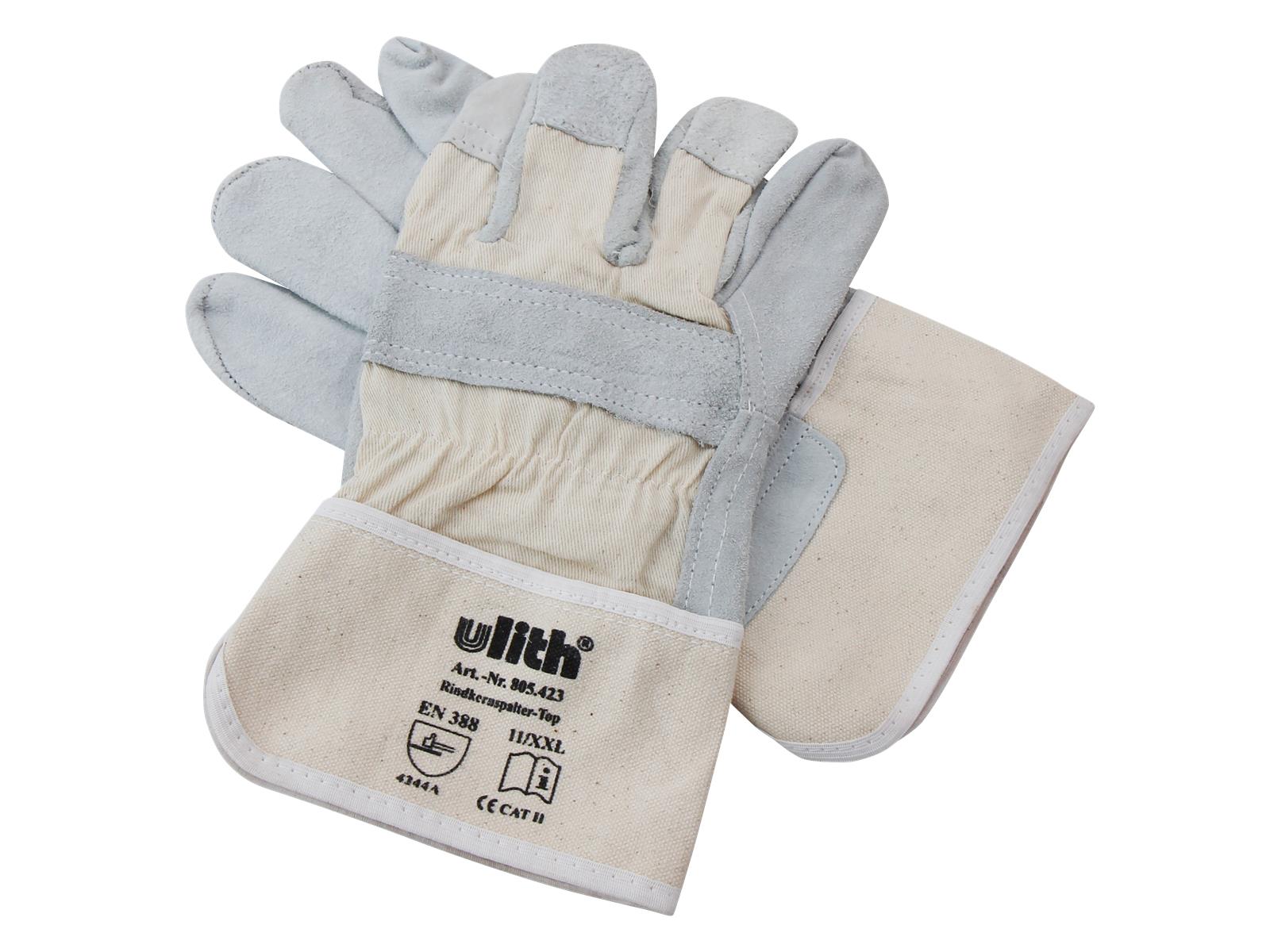 Arbeitshandschuhe Rindkernspaltleder, Größe 10,5, naturgrau,