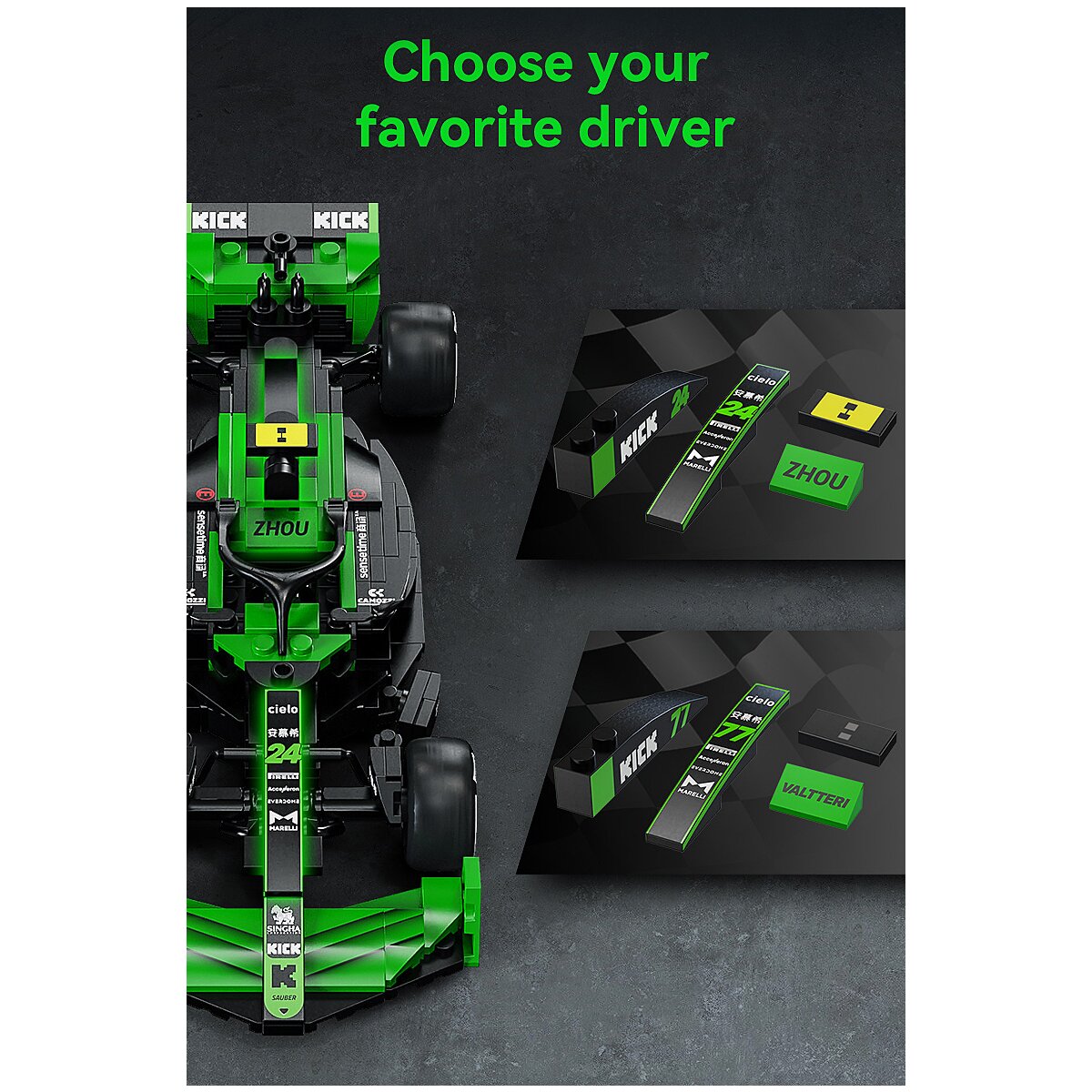 CaDA Set C55032W KICK Sauber F1® Team C44 - 2024 1:24 grün Bricks
